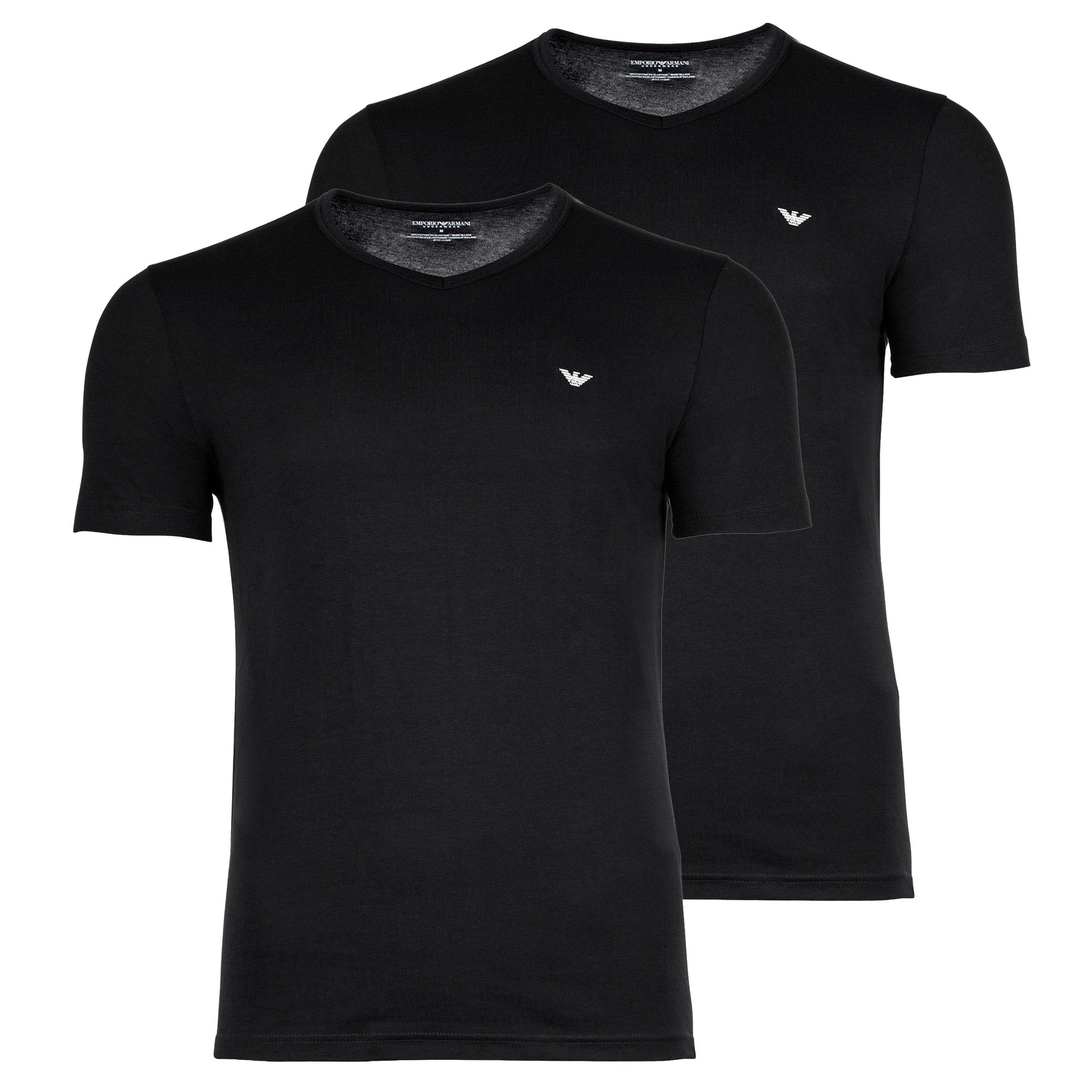 EMPORIO ARMANI Herren T-Shirts, 2er Pack - CORE LOGOBAND, V-Neck, Regular Fit, Stretch Cotton