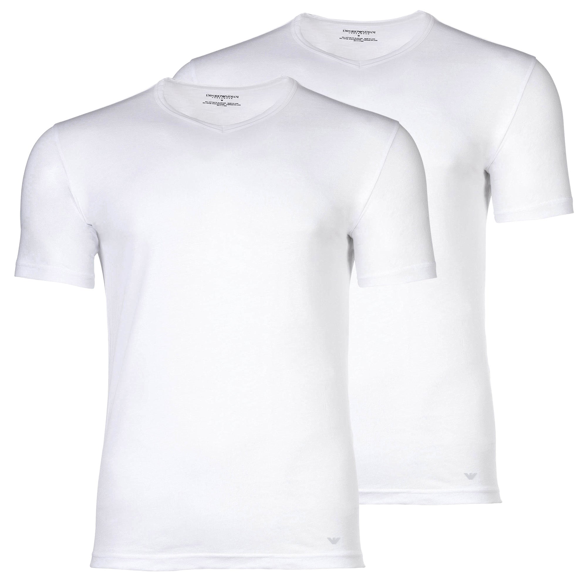 EMPORIO ARMANI Men’s T-Shirts, 2-Pack - PURE COTTON, V-Neck, Regular Fit, Cotton