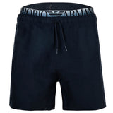 EMPORIO ARMANI Men's Swim Shorts - LOGOBAND, Boxer, Beachwear, Logo Waistband, Plain