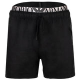 EMPORIO ARMANI Men's Swim Shorts - LOGOBAND, Boxer, Beachwear, Logo Waistband, Plain