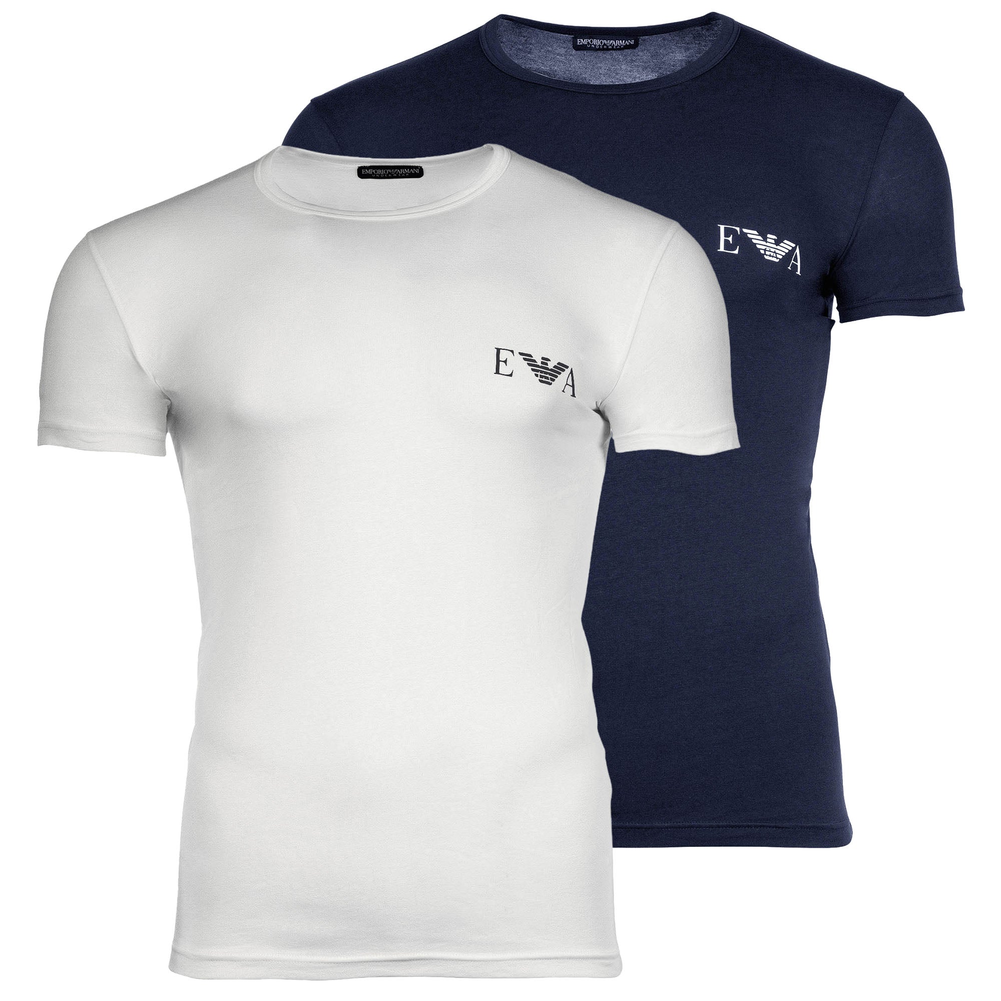 EMPORIO ARMANI Men's T-Shirt, 2-Pack - BOLD MONOGRAM, Short Sleeve, Round Neck, Stretch Cotton