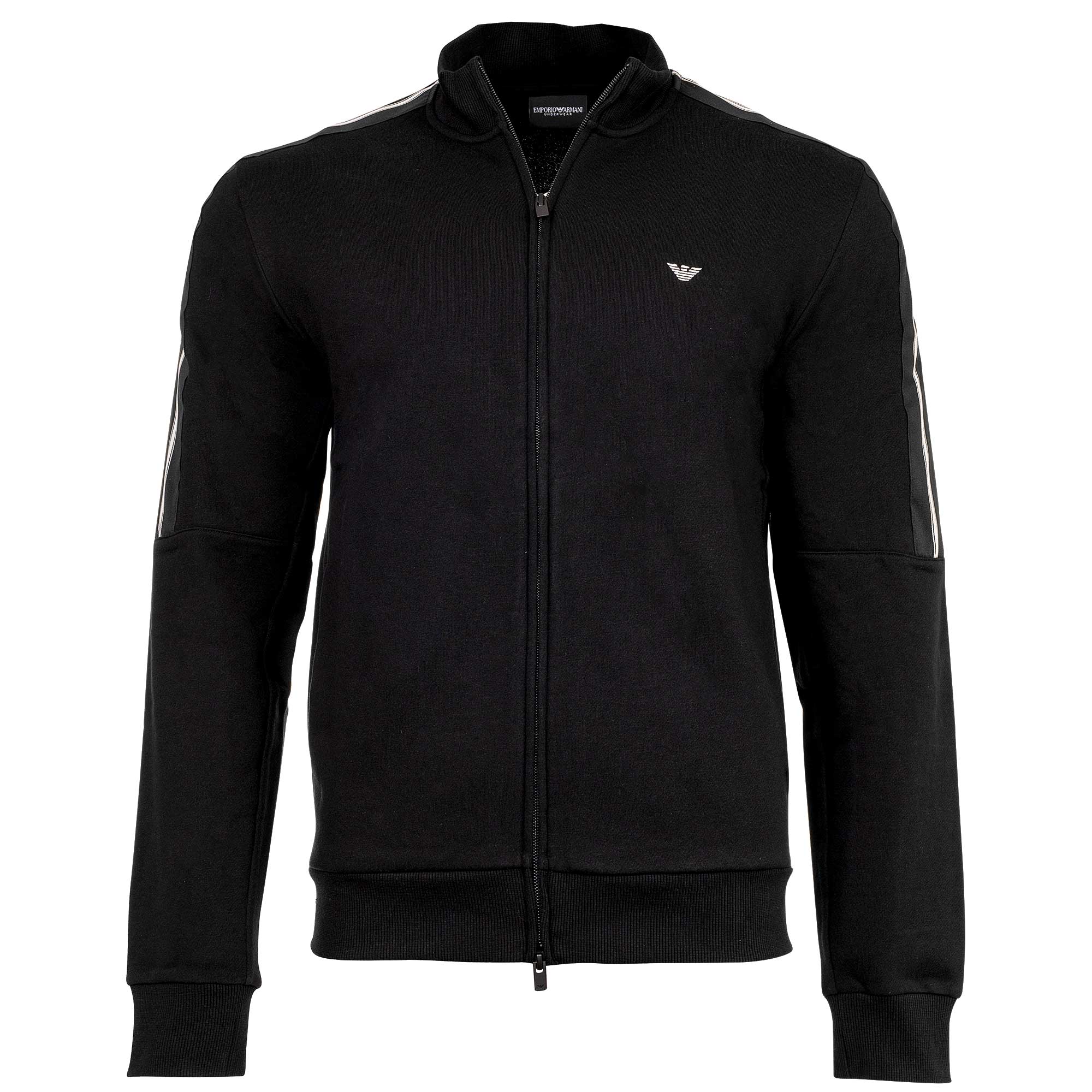 EMPORIO ARMANI men's sweat jacket with stand-up collar - BASIC TERRY, zip, cotton blend