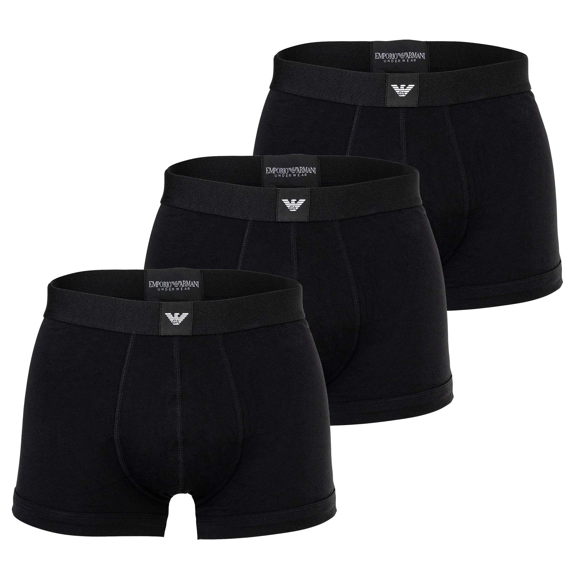 EMPORIO ARMANI Men's Trunks, 3-Pack - ESSENTIAL LOGOLABEL, Shorts, Stretch Cotton