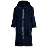 EMPORIO ARMANI Herren Frottier-Bademantel mit Kapuze - SPONGE, Bindegürtel, Baumwolle
