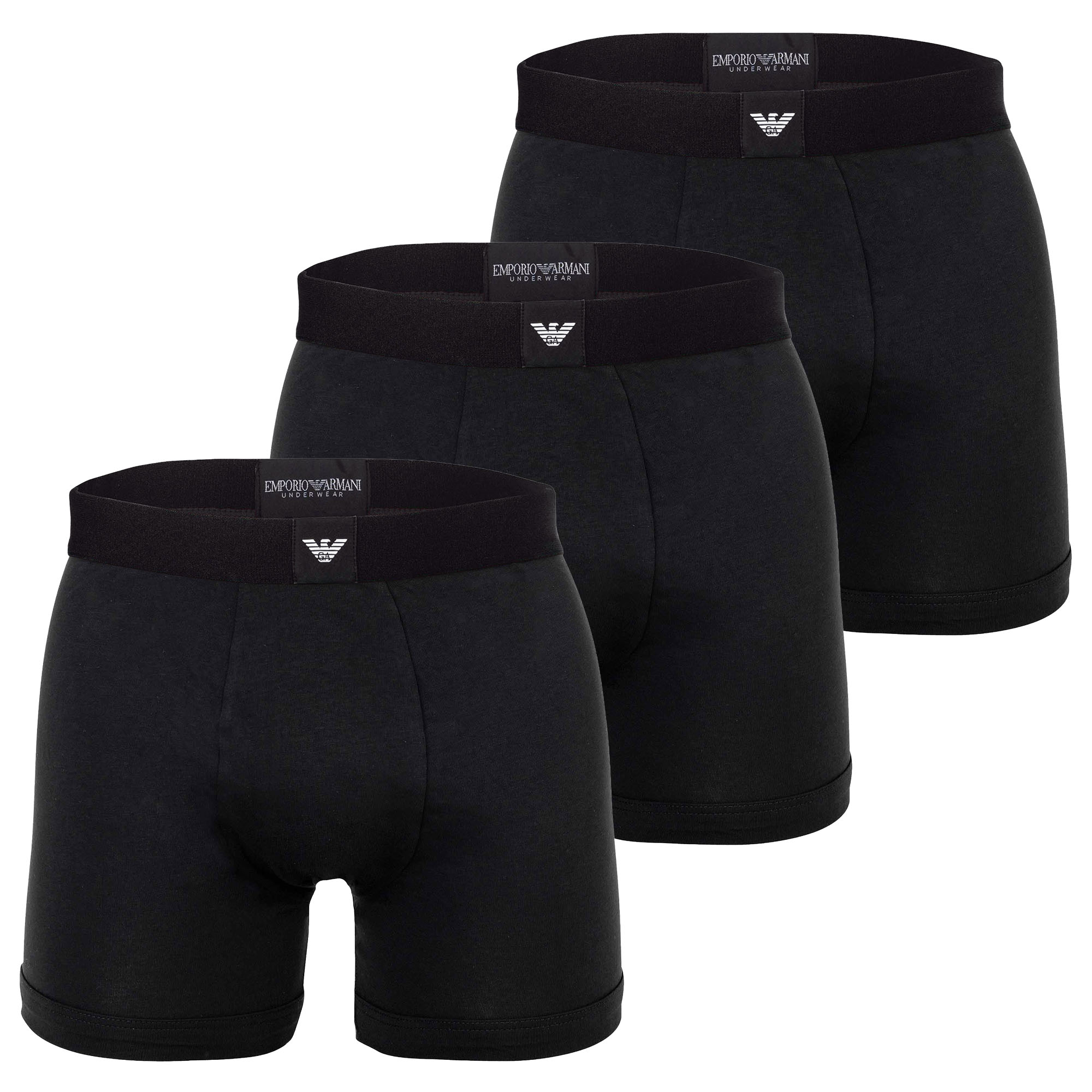 EMPORIO ARMANI Men's boxer shorts, pack of 3 – ESSENTIAL LOGOLABEL, long boxer shorts, stretch cotton