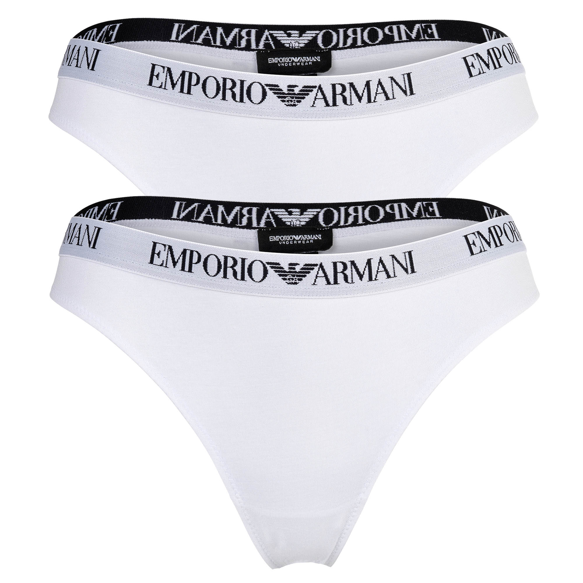 EMPORIO ARMANI Damen Strings, 2er Pack - ESSENTIAL COTTON, T-Thong, Cotton Stretch