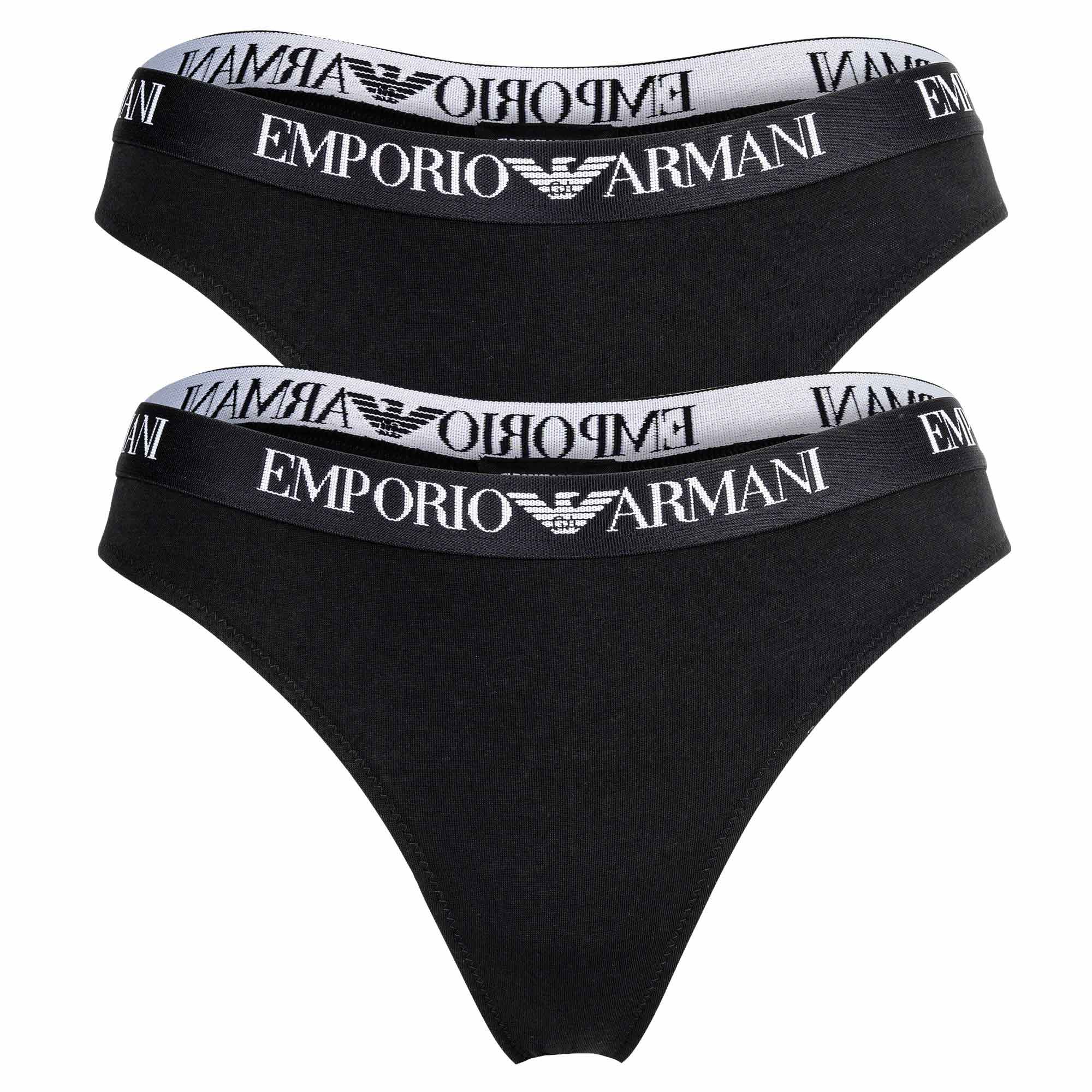 EMPORIO ARMANI Damen Strings, 2er Pack - ESSENTIAL COTTON, T-Thong, Cotton Stretch