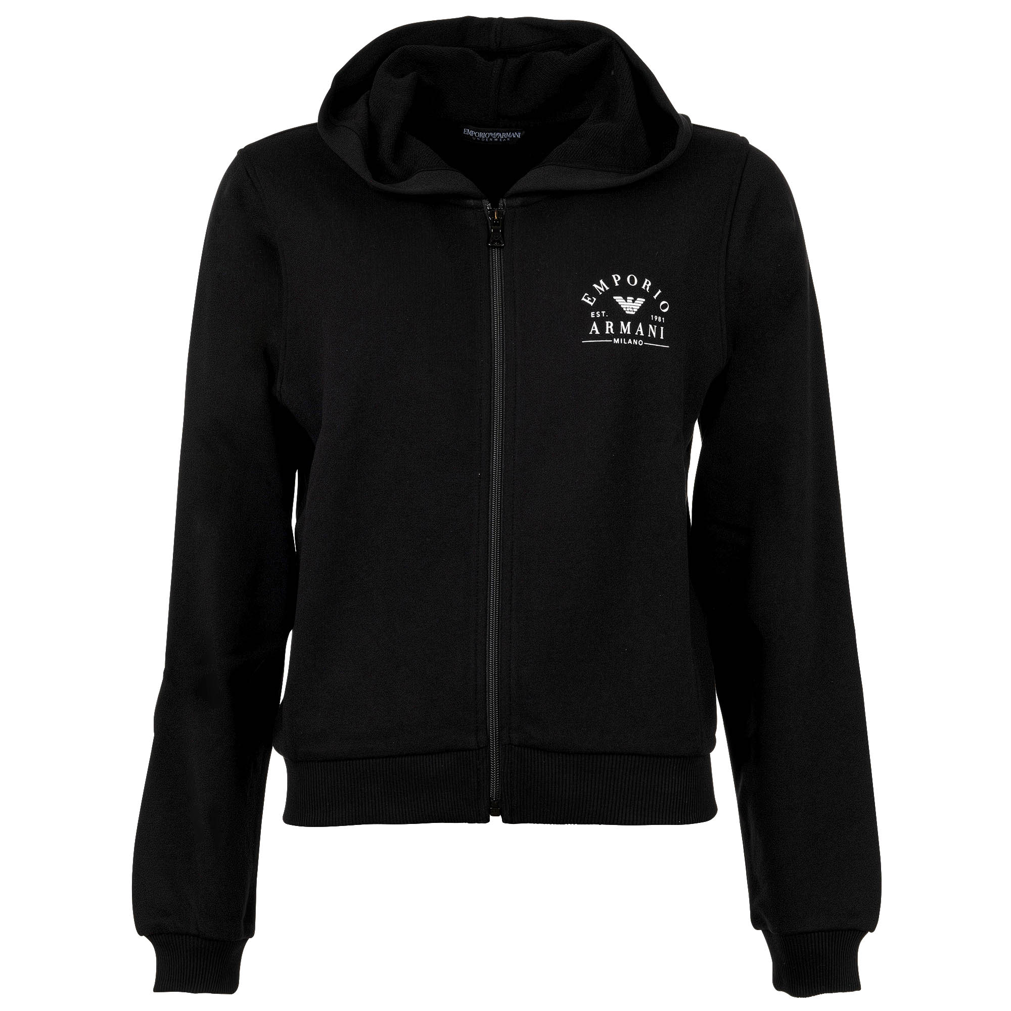 EMPORIO ARMANI Damen Sweatjacke mit Kapuze - ICONIC LIGHT TERRY, Hooded Full Zip Sweatshirt