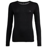 EMPORIO ARMANI women's long-sleeved round-neck top - ESSENTIAL STUDS, viscose stretch