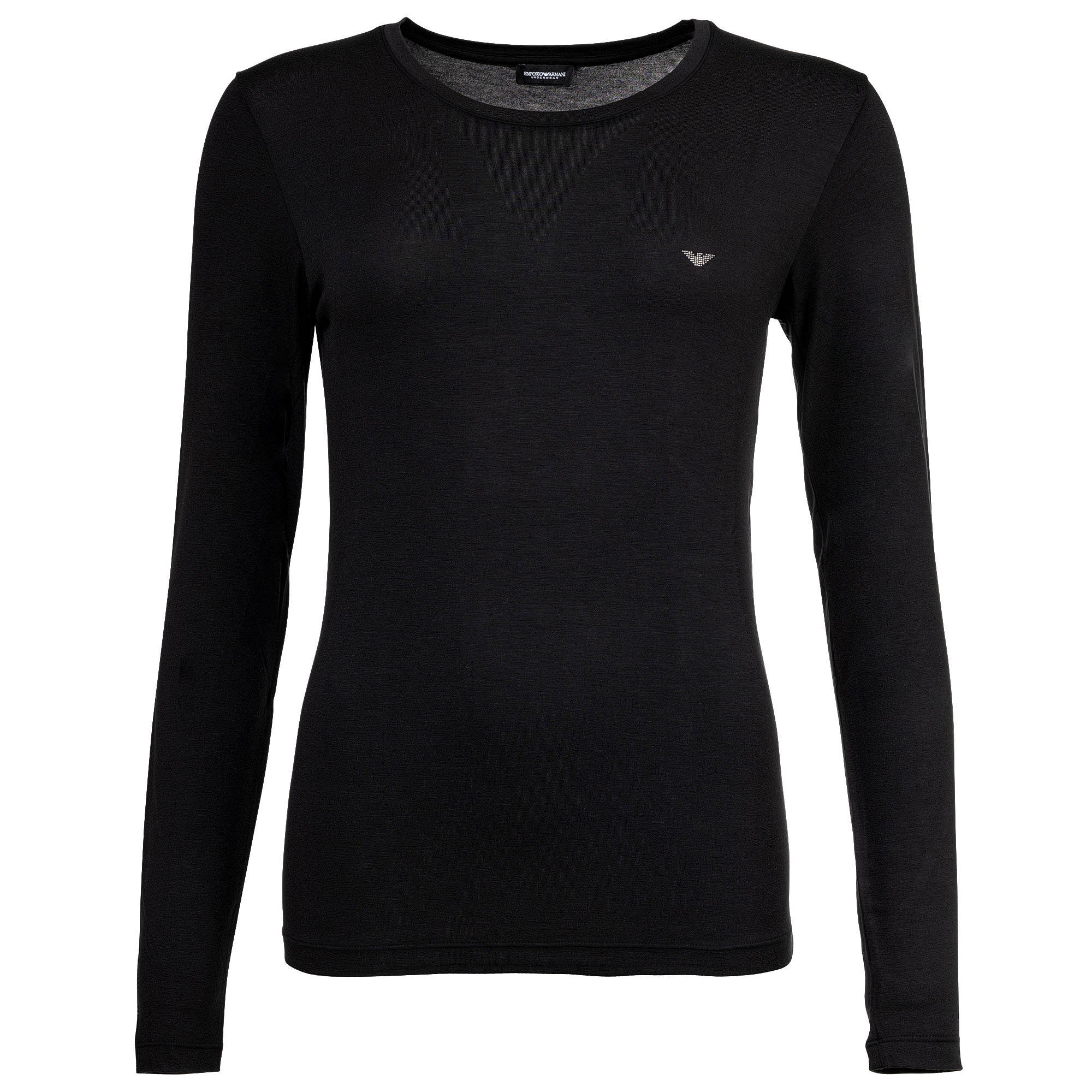 EMPORIO ARMANI women's long-sleeved round-neck top - ESSENTIAL STUDS, viscose stretch