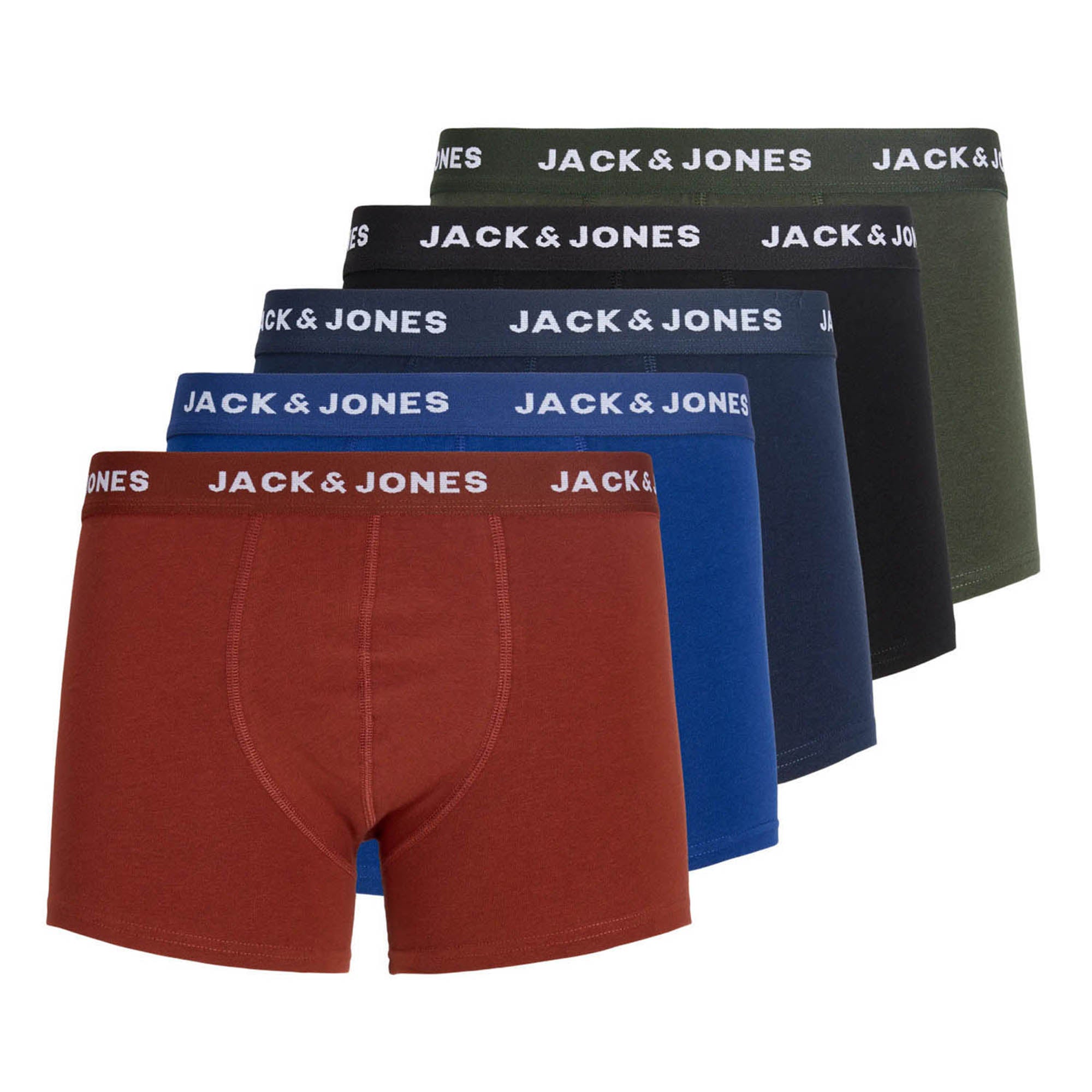 JACK&JONES Herren Boxer Shorts, 5er Pack - JACHUEY TRUNKS, Baumwoll-Stretch