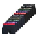 JACK&JONES Men Boxer Shorts, 12-pack - JACKYLE SOLID TRUNKS, Stretch Cotton