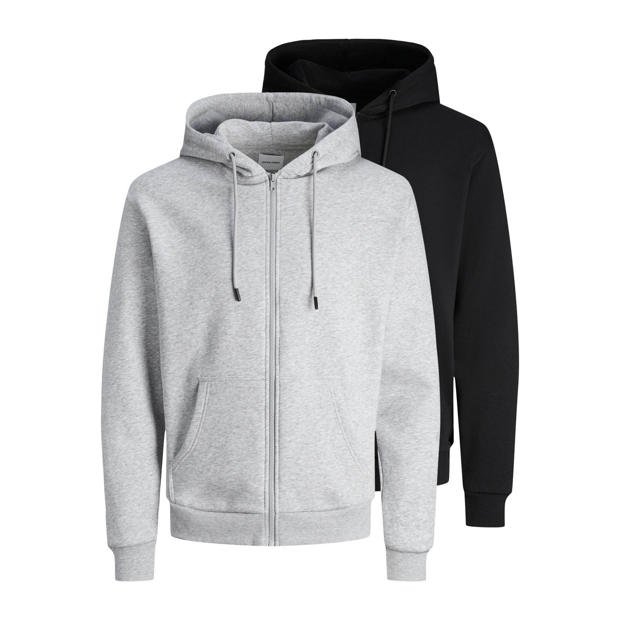 JACK&JONES Men Sweat Jackets, 2-pack – JJEBRADLEY SWEAT ZIP HOOD, hooded, plain colour