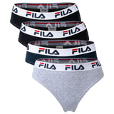 FILA Ladies Briefs - 4 Pack Briefs, Logo Waistband, Cotton Stretch, Unicoloured