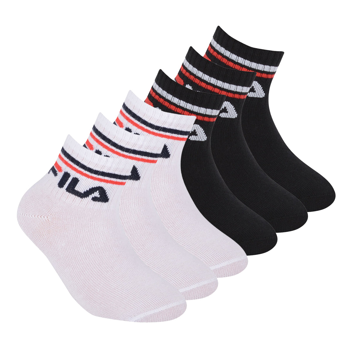 FILA Kinder Socken, Multipack - Qaurter, Logo, Streifen, einfarbig