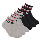 FILA Kinder Socken, 6er Pack - Qaurter, Logo, Streifen, einfarbig