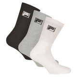 FILA 3 pair socks unisex - terry tennis socks, crew socks, logo waistband, 35-46