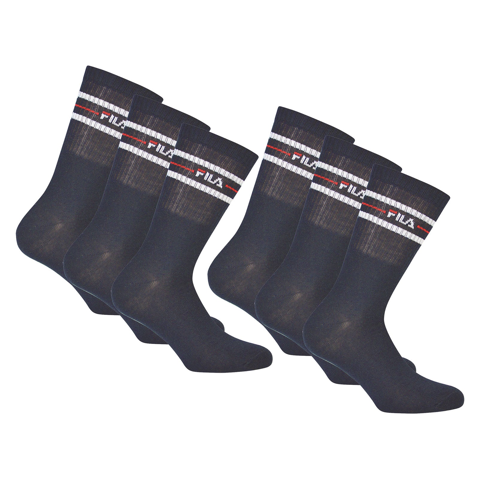 FILA Unisex Socken 6 Paar - Street, Sport, Lifestyle, Socks Set, Stripes (2x 3 Paar)