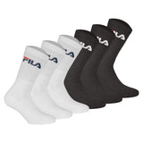 FILA Unisex Socken, 6er Pack - Crew Socks, Frottee, Tennis, Sport (2x 3 Paar)