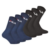FILA Unisex Socken, 6er Pack - Crew Socks, Frottee, Tennis, Sport (2x 3 Paar)