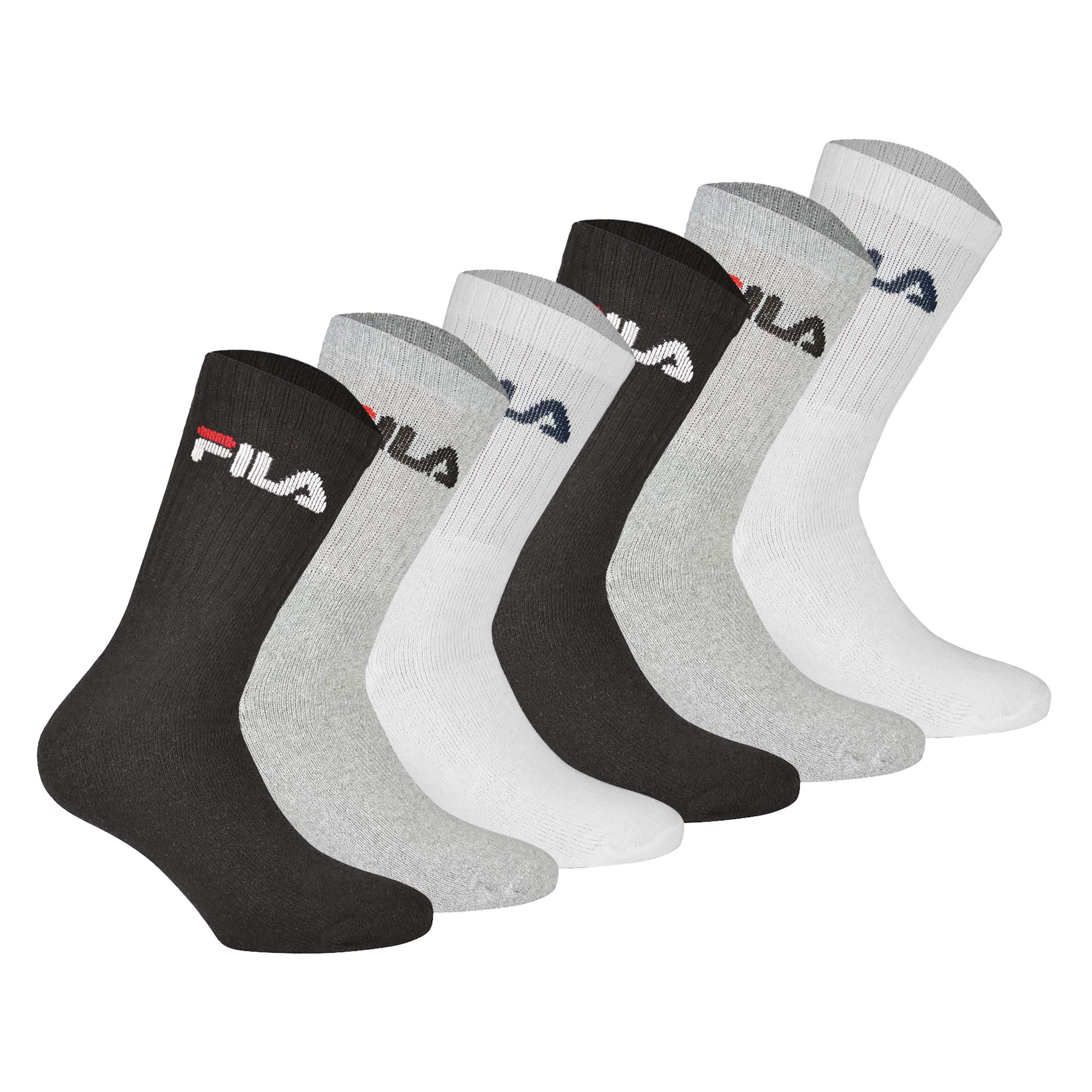 FILA unisex socks, 6-pack - crew socks, terry, tennis, sports (2x 3 pairs)
