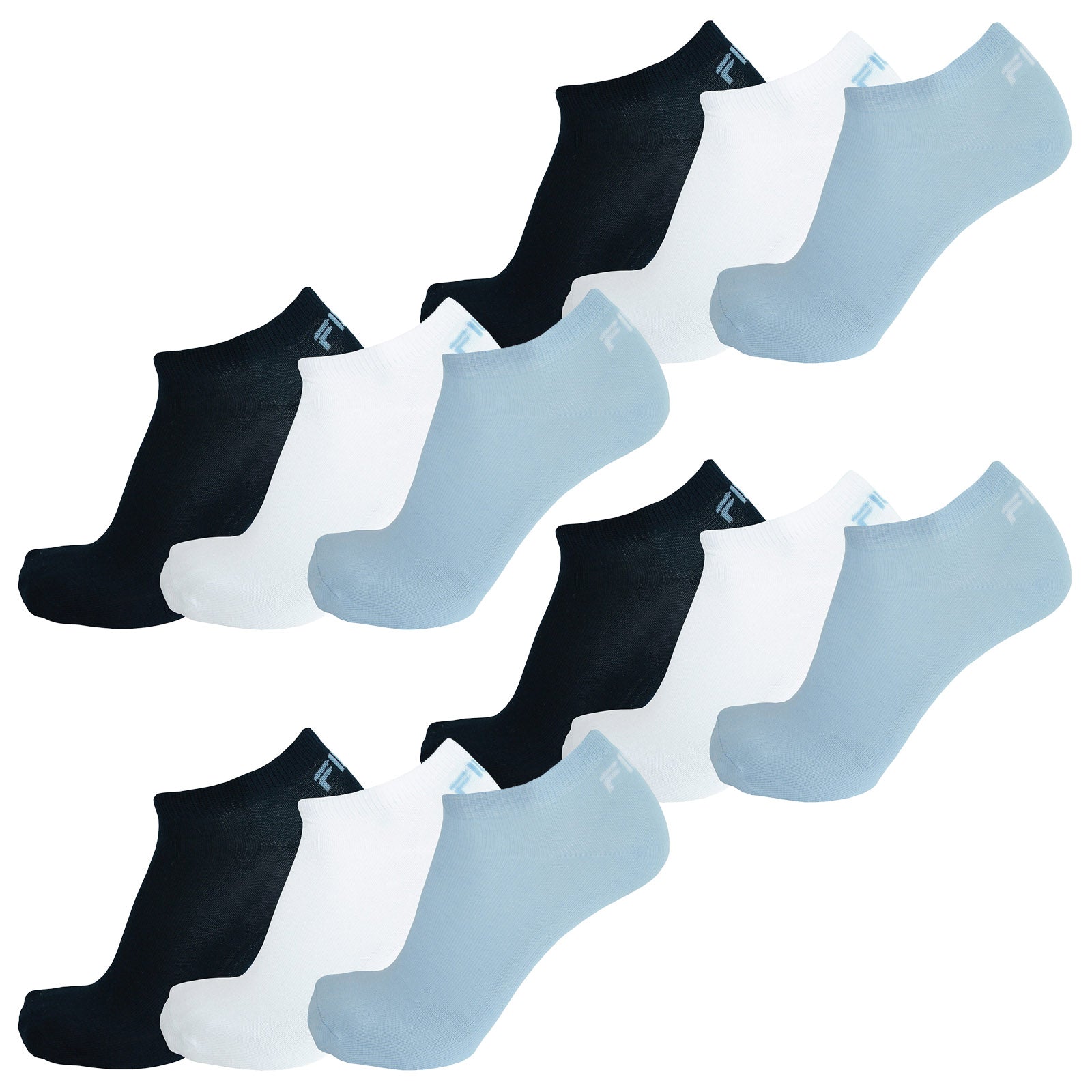 Fila 12 Paar Socken, Invisible Sneakers Unisex, einfarbig, 35-46 (4x 3er Pack)