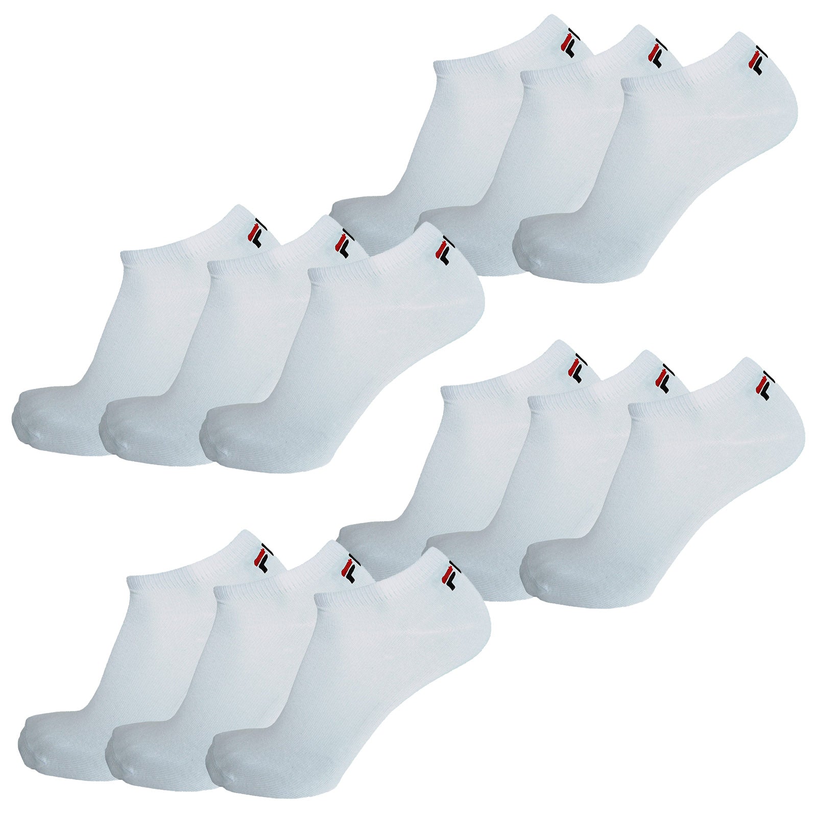 Fila 12 Paar Socken, Invisible Sneakers Unisex, einfarbig, 35-46 (4x 3er Pack)