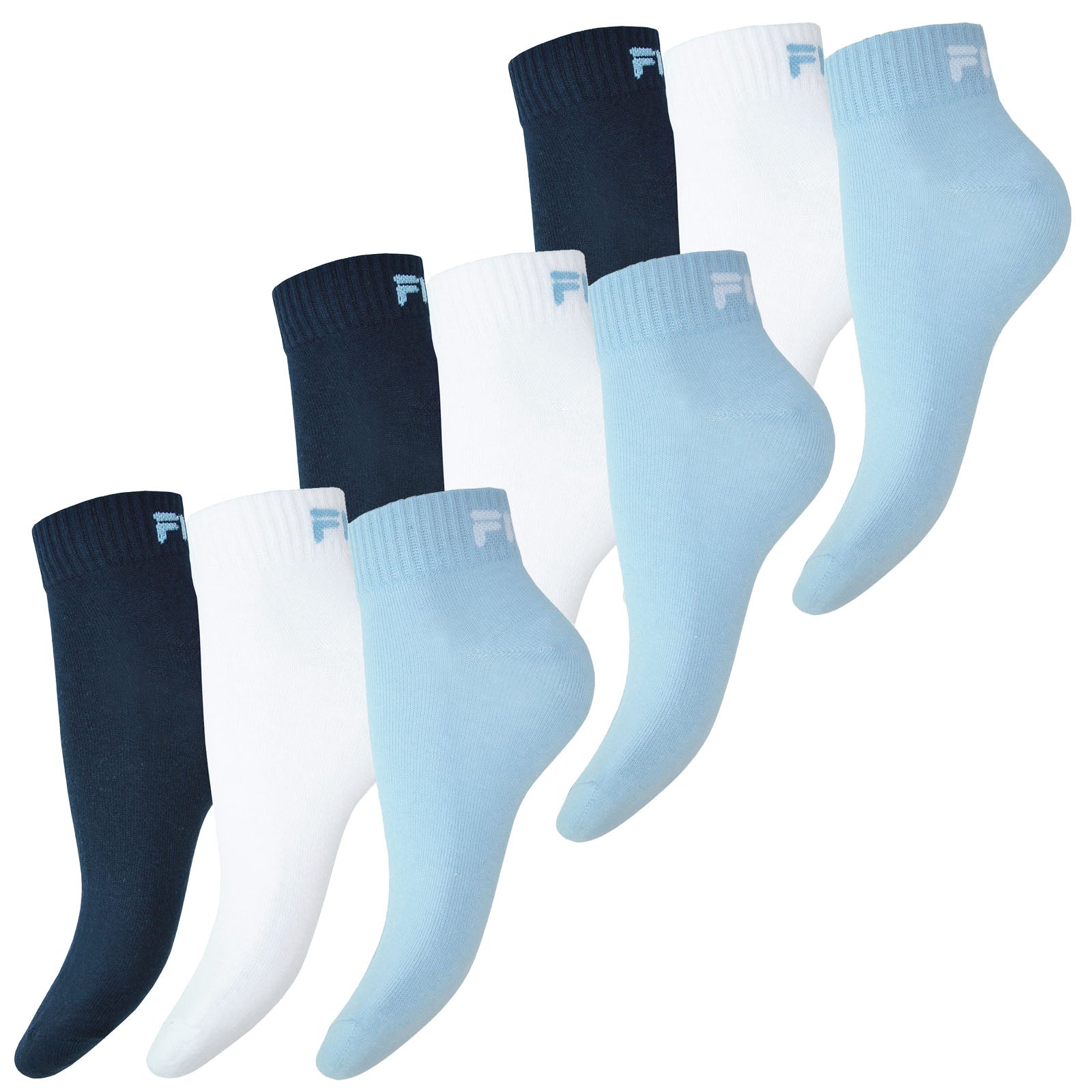 Fila 9 Paar Socken, Quarter Socks, Sneakers Unisex, Trainer, 35-46 (3x 3er Pack)