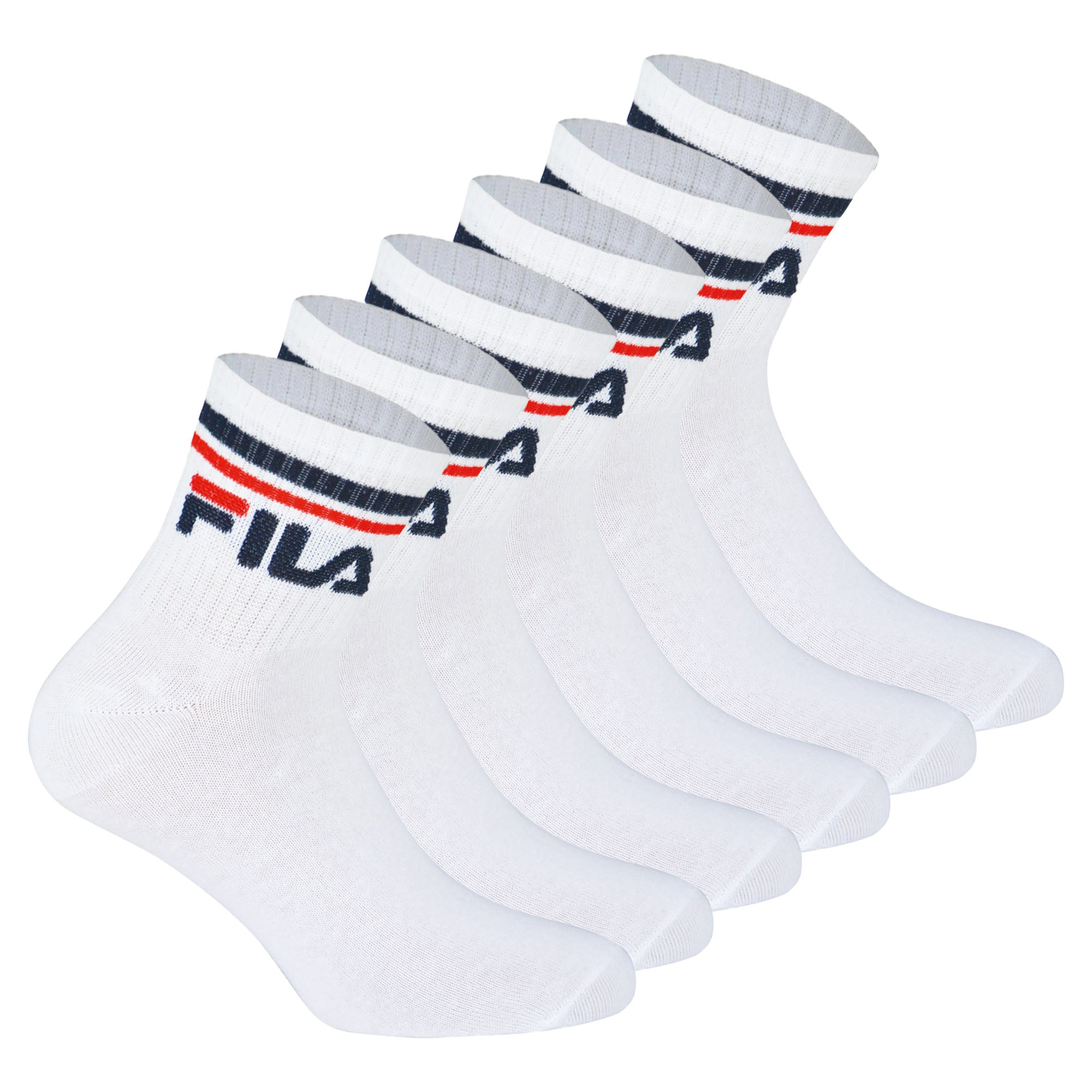 FILA Unisex Socken, 6 Paar Quarter - Kurzsocken, Sport, Logo-Bund, uni