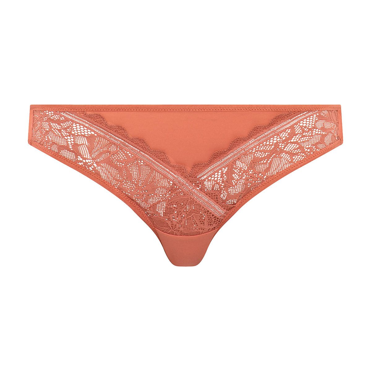 FEMILET Damen Slip - Floral Touch, florale Spitze, blickdichtes Meshmaterial