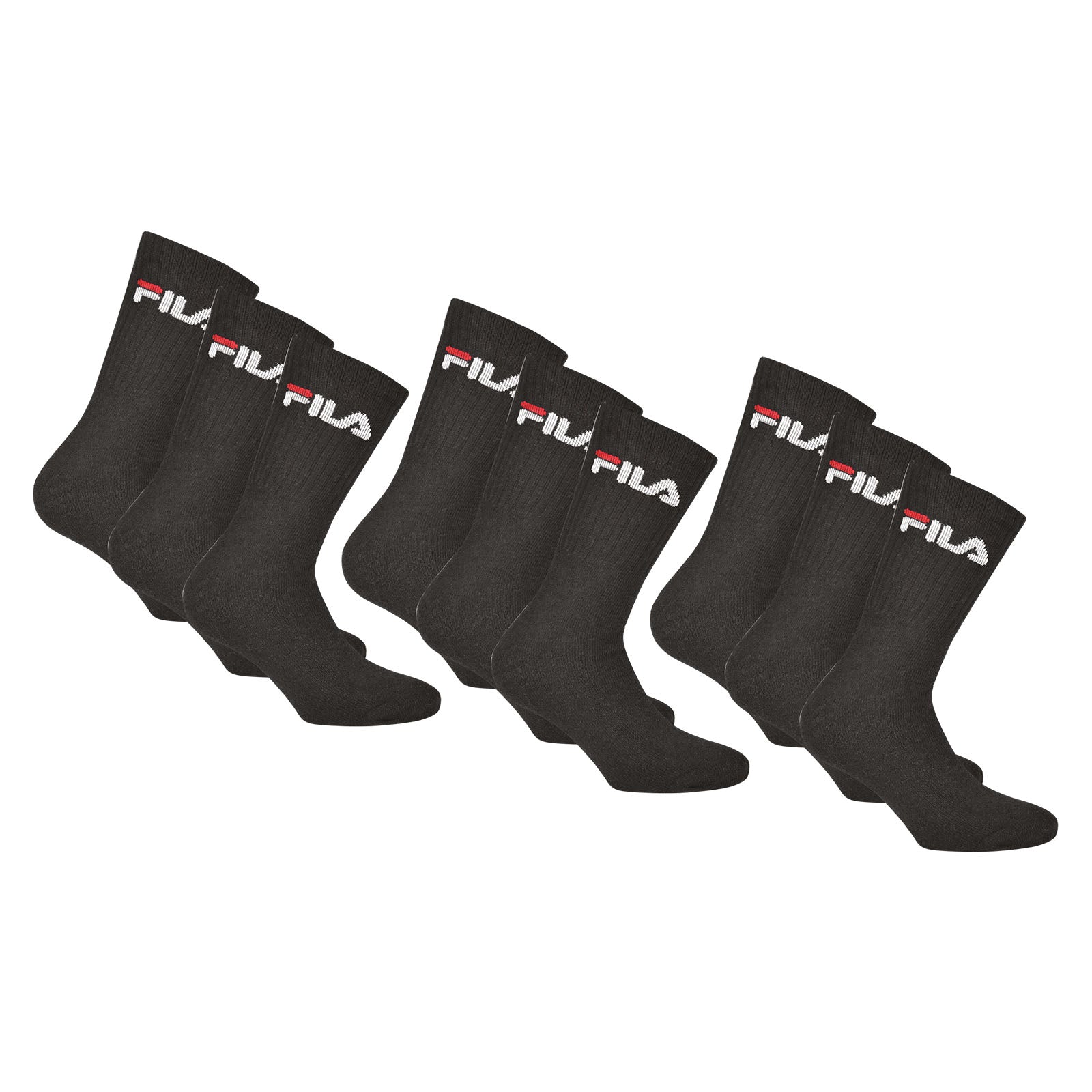 FILA Unisex socks 9 pairs - tennis socks, crew socks, terry, sport (3x3-Pack)