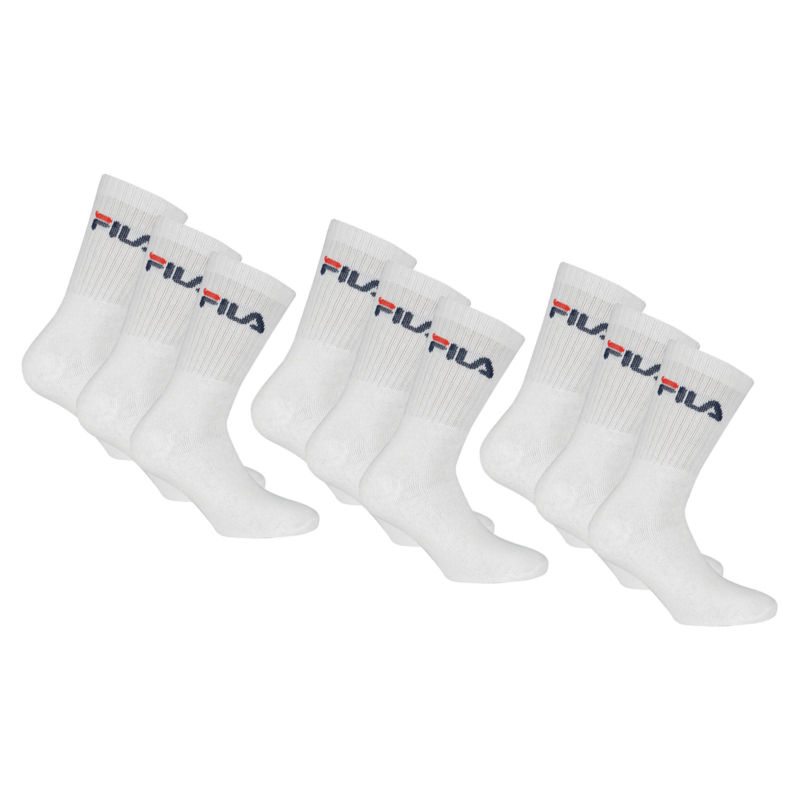 FILA Unisex socks 9 pairs - tennis socks, crew socks, terry, sport (3x3-Pack)