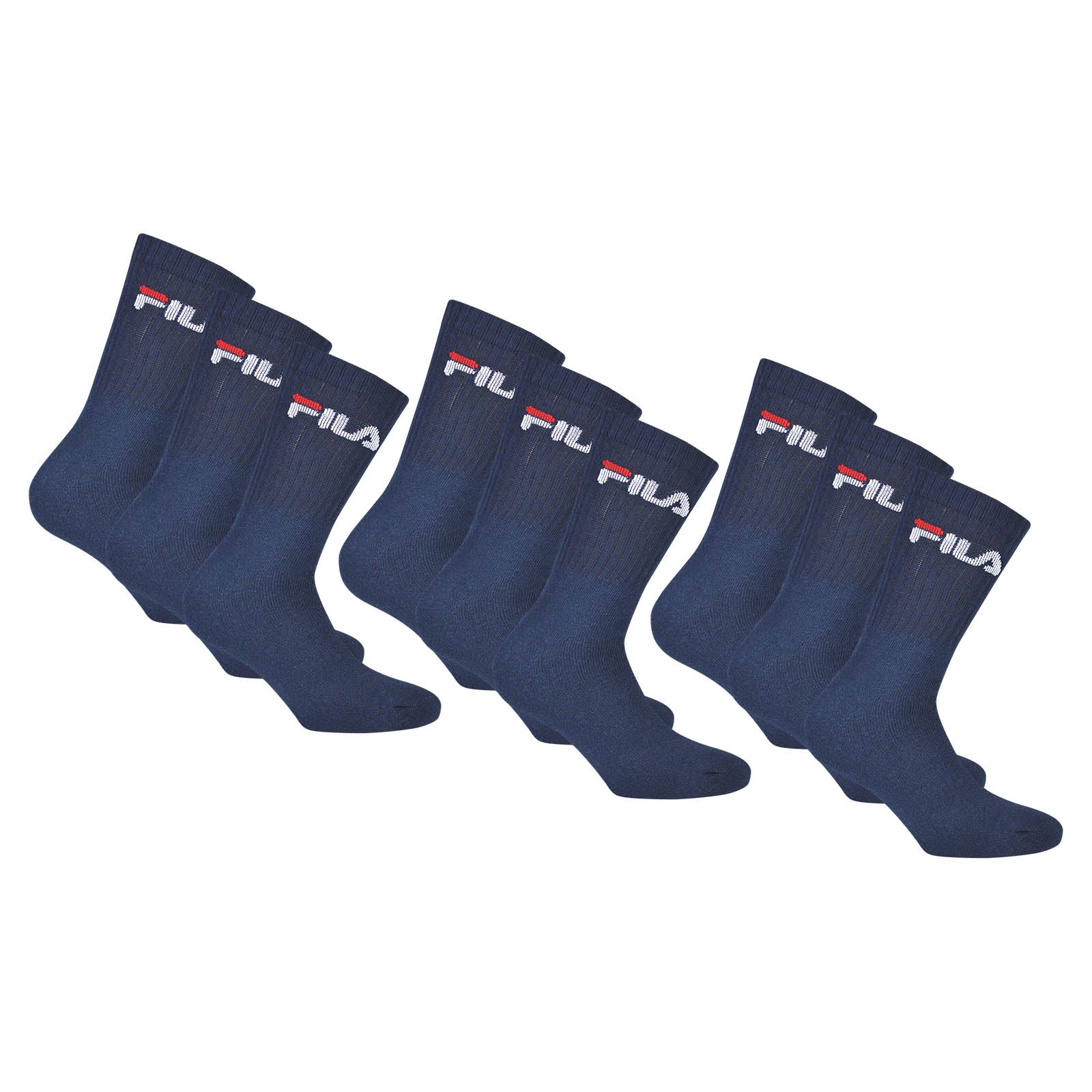 FILA Unisex socks 9 pairs - tennis socks, crew socks, terry, sport (3x3-Pack)