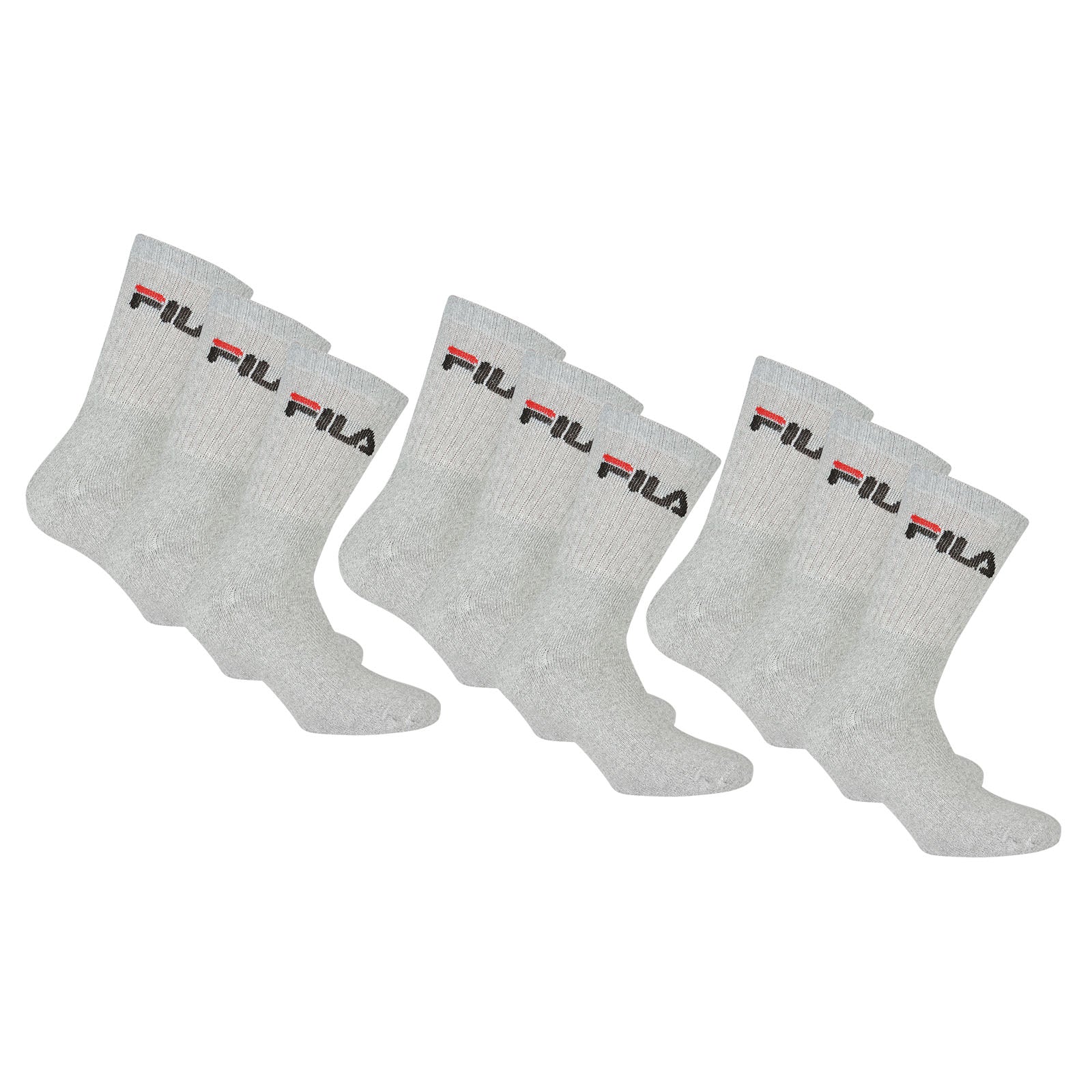 FILA Unisex socks 9 pairs - tennis socks, crew socks, terry, sport (3x3-Pack)