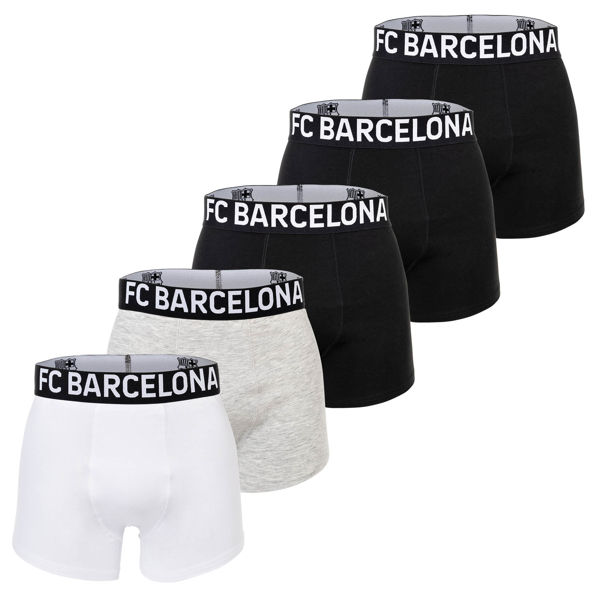FC Barcelona Herren Boxershorts, 5er Pack - Boxer Briefs, Baumwollmischung, Logobund, einfarbig