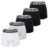 FC Barcelona Men’s Boxer Shorts, 5-Pack - Boxer Briefs, Cotton Blend, Logo Waistband, Solid Color