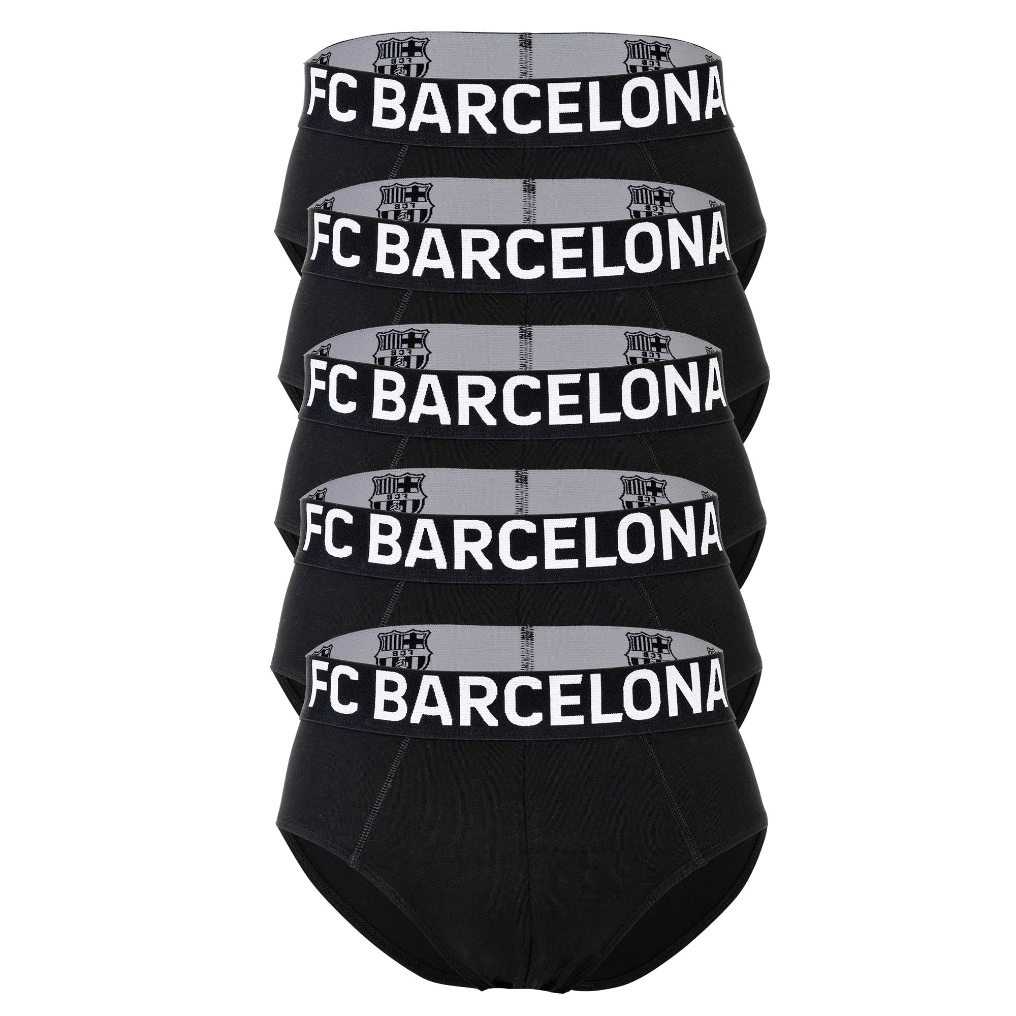 FC Barcelona Men’s Briefs, 5-Pack – Briefs, Cotton Blend, Logo Waistband, Solid Color