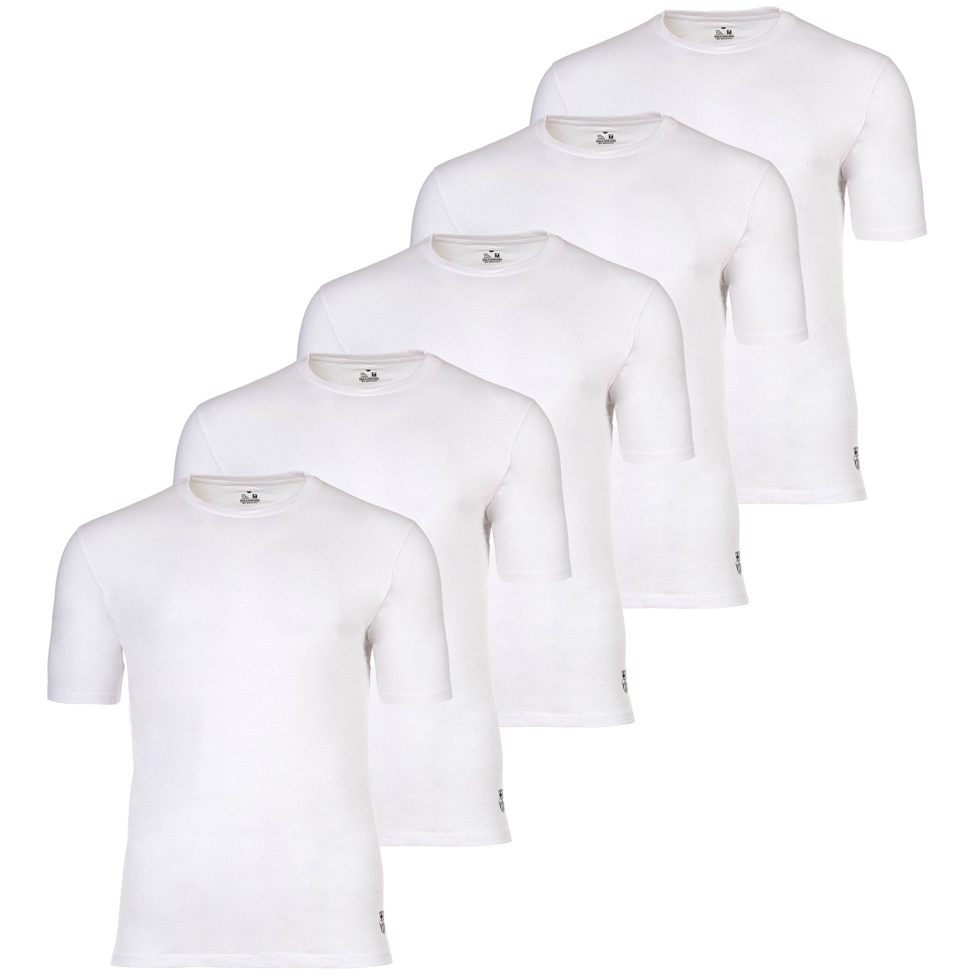 FC Barcelona Men’s T-Shirts, 5-Pack – U-Neck Undershirts, Cotton, Round Neck, Logo, Solid Color