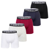 FC Barcelona Boys’ Boxer Shorts, 5-Pack – Boxer Trunks, Cotton Blend, Logo Waistband, Solid Color