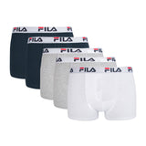 FILA Men's Boxer Shorts, 5-pack - Logo waistband, urban, cotton stretch, plain