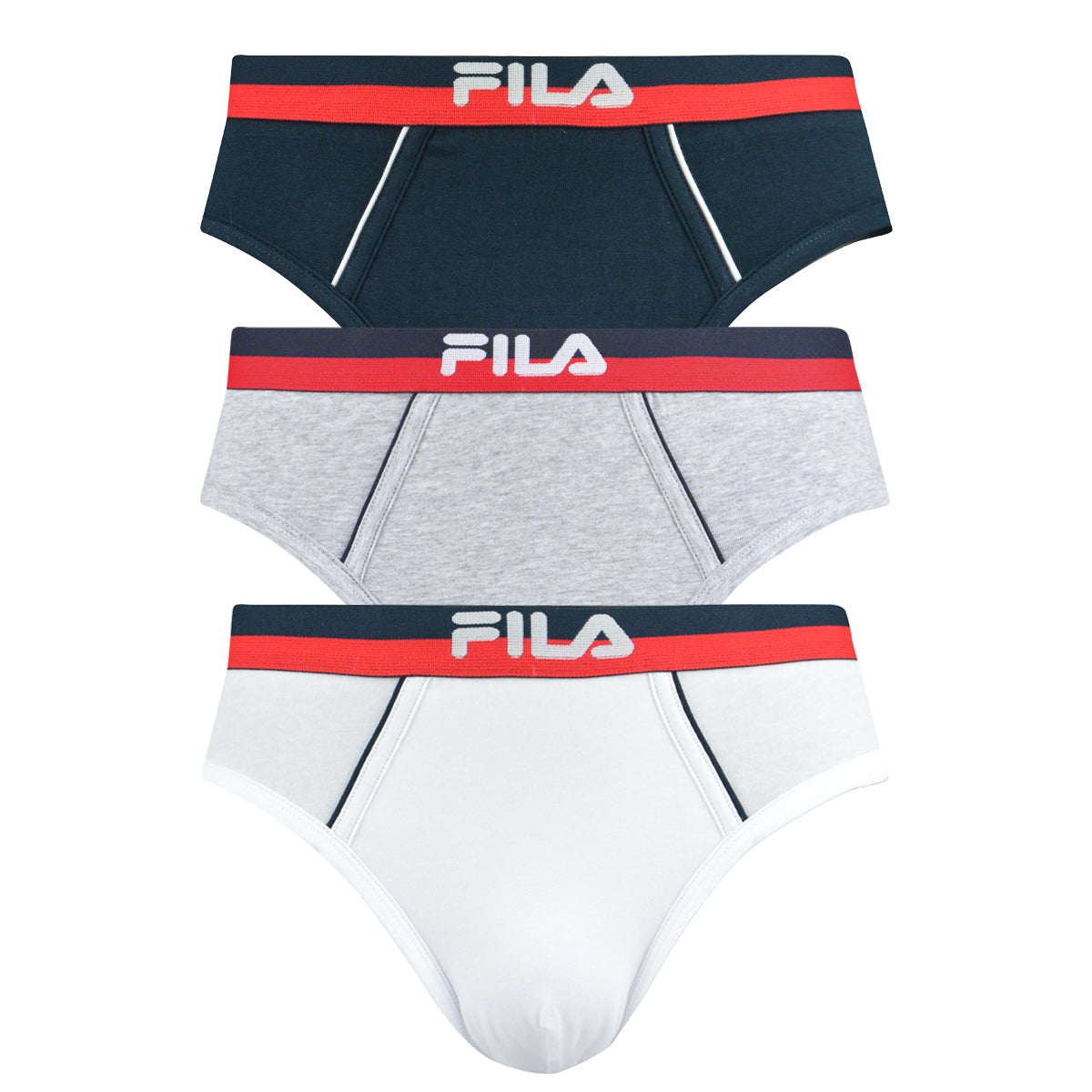 FILA Herren Slip, Multipack - Briefs, Logobund, Urban, Cotton Stretch, einfarbig