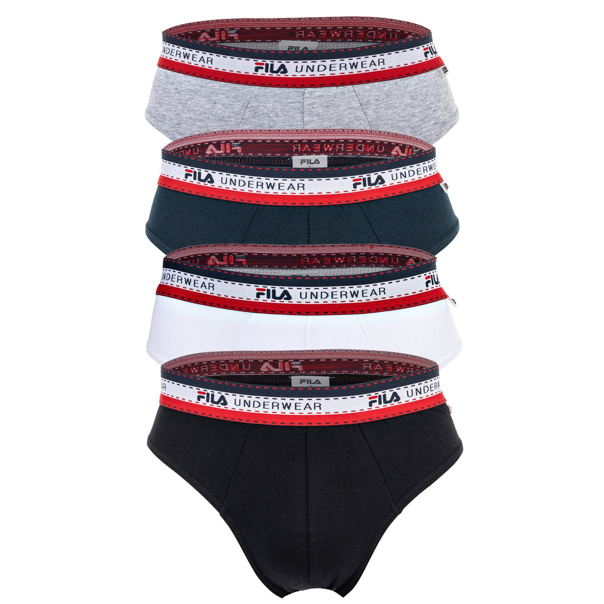 FILA Herren Slip, 4er Pack - Briefs, Logobund, Cotton Stretch, einfarbig