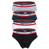FILA Herren Slip, 4er Pack - Briefs, Logobund, Cotton Stretch, einfarbig