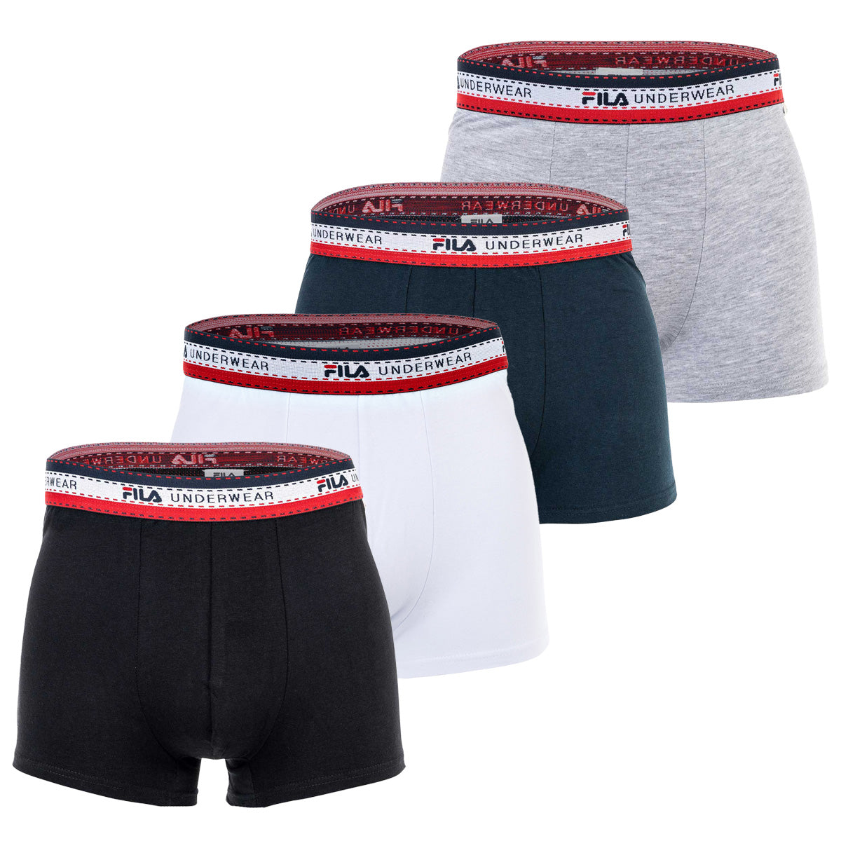 FILA Herren Boxer Shorts, Multipack - Logobund, Cotton Stretch, einfarbig