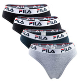 FILA Ladies Brazilian Briefs - 4 Pack, Logo Waistband, Cotton Stretch, Solid Colour