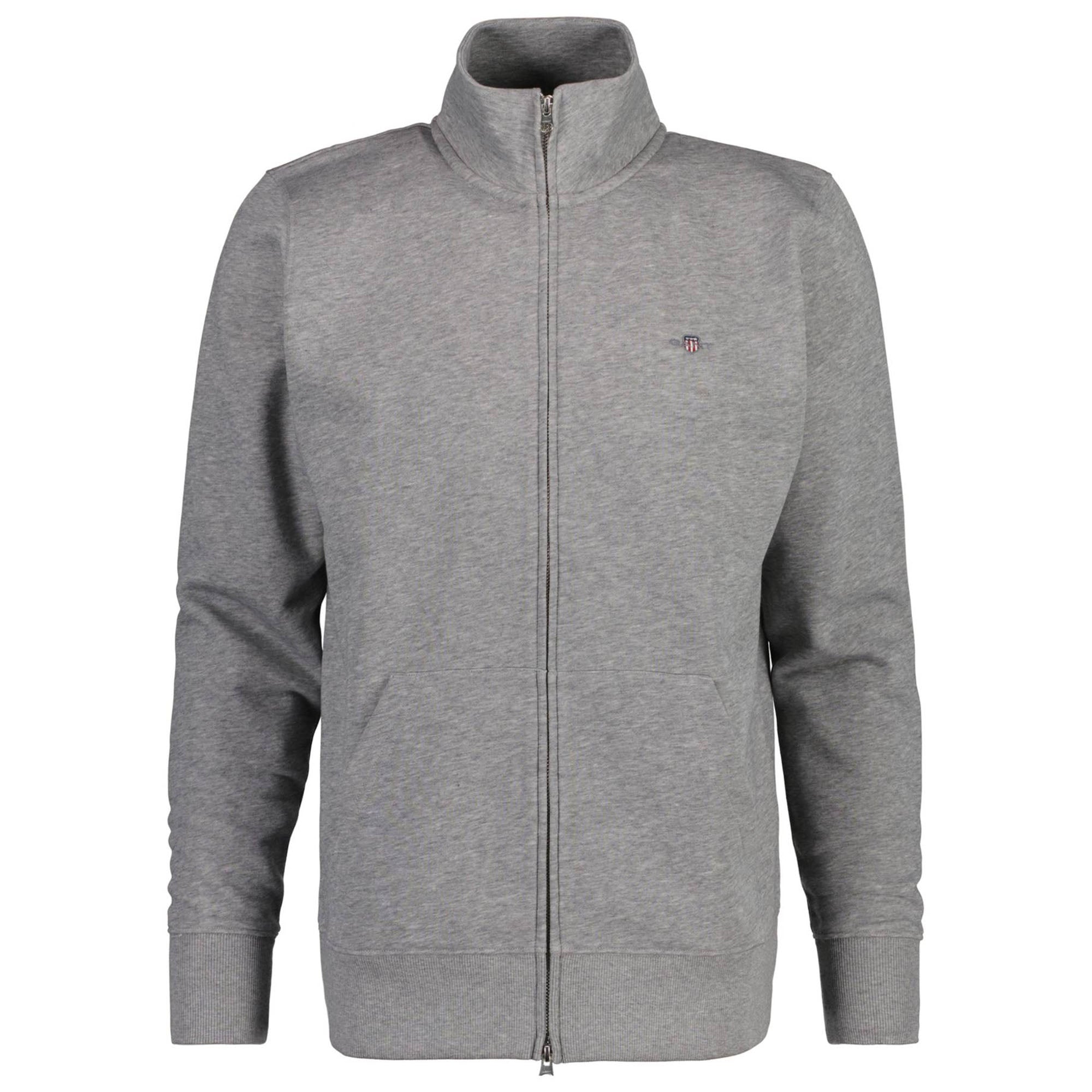 GANT Herren Sweatjacke - REGULAR SHIELD FULL ZIP SWEAT, Reißverschluss, Stehkragen