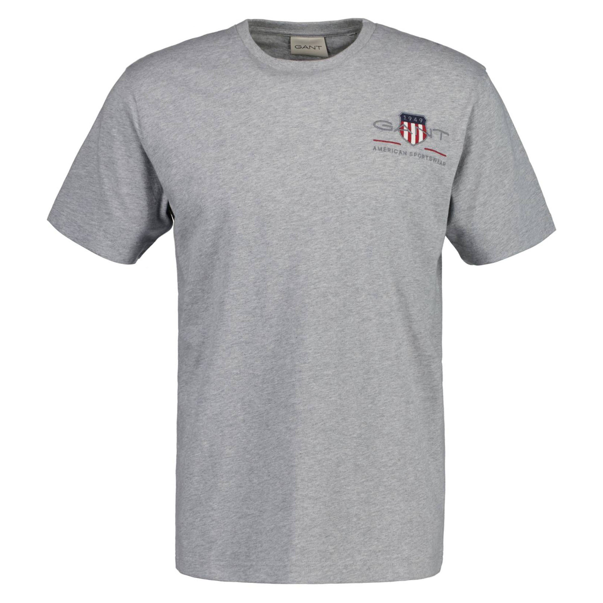 GANT Herren T-Shirt - REG ARCHIVE SHIELD EMB, Rundhals, kurzarm, Stickerei