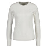 GANT Damen Pullover - STRETCH COTTON CABLE C-NECK, Rundhals, Zopfstrick, Logo