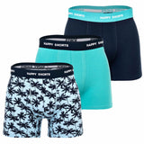 Happy Shorts Herren Boxer Shorts, 3er Pack - Retro Jersey, Logobund