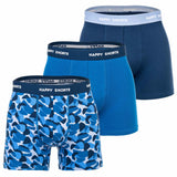 Happy Shorts Herren Boxer Shorts, 3er Pack - Retro Jersey, Logobund